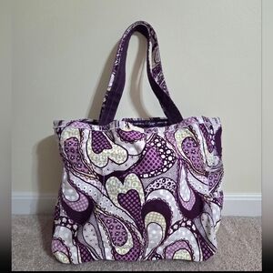 Thirty-One Retro Metro Tote Bag Purple Paisley